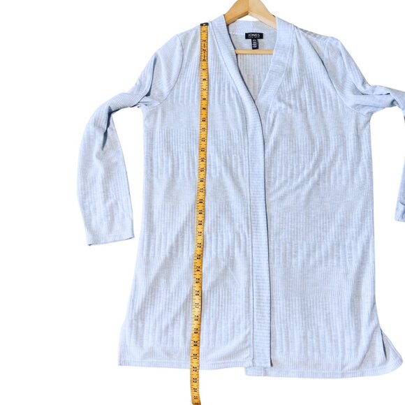 Jones New York Long Line Cardigan Sweater Womens Size L Blue Open Minimalist - Picture 9 of 9